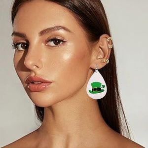 3/$15 St. Patrick’s Day Leprechaun Hat Shamrock Faux Leather Earrings